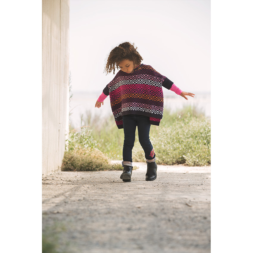 Pull poncho asymétrique en jacquard 