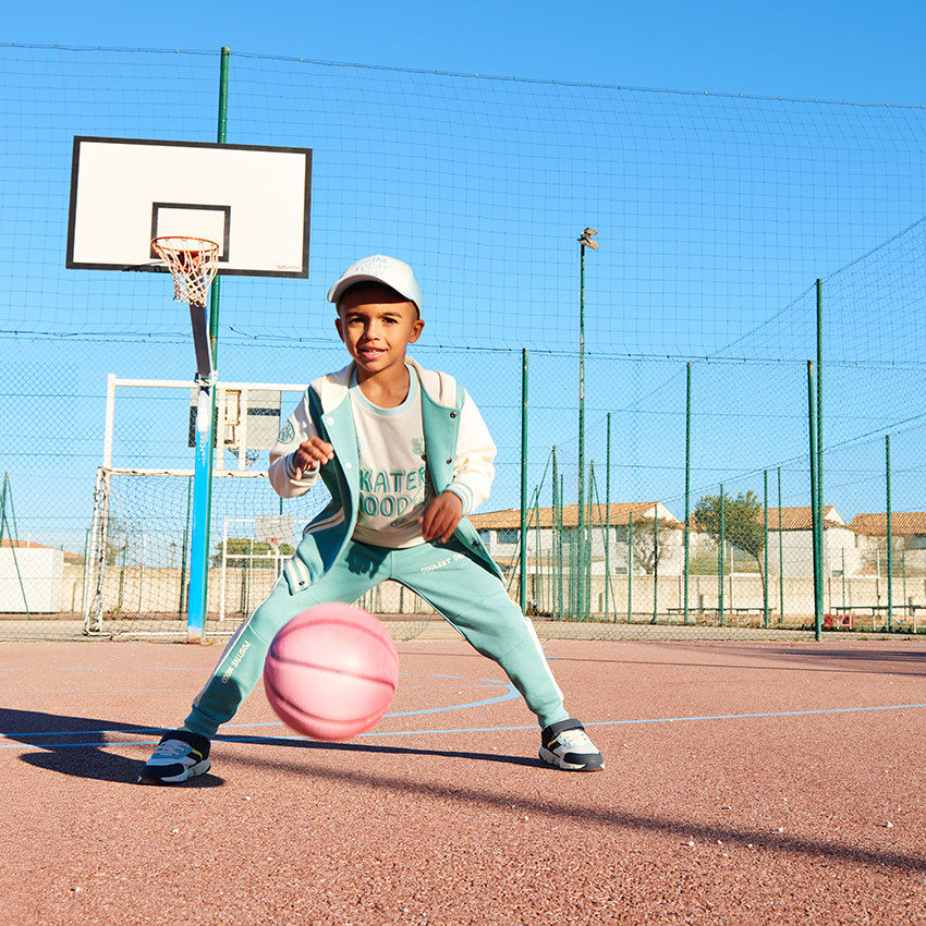 Jogging molleton printé à bandes pour garçon 