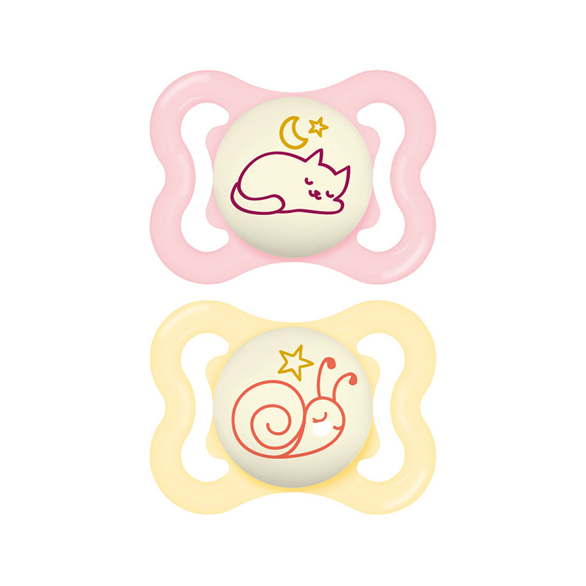 Lot de 2 sucettes silicone Suprême Nuit 2-6M (modèle aléatoire) 