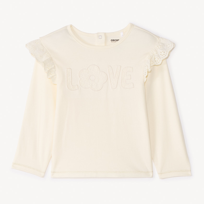 T-shirt manches longues avec détail de broderie anglaise pour bébé fille 