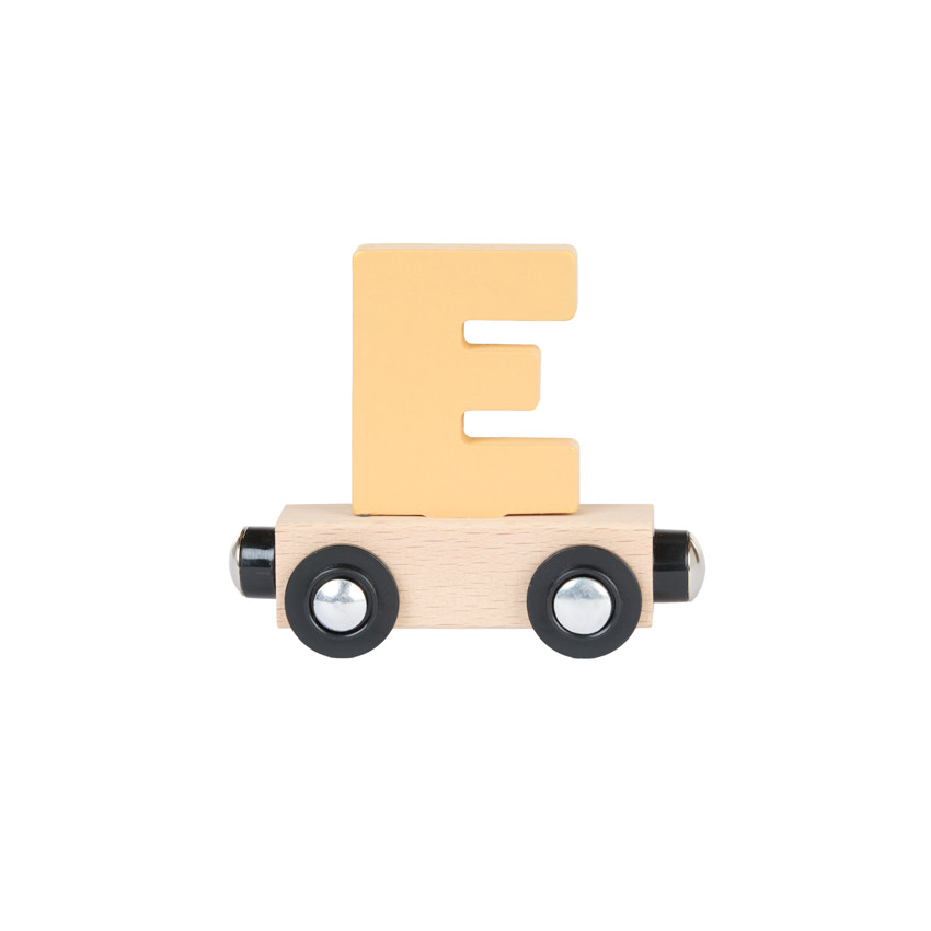Lettre "E" wagon en bois - jaune
