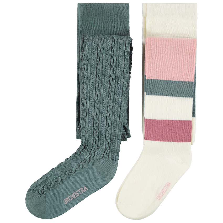 Lot de 2 collants épais fantaisie pour fille 