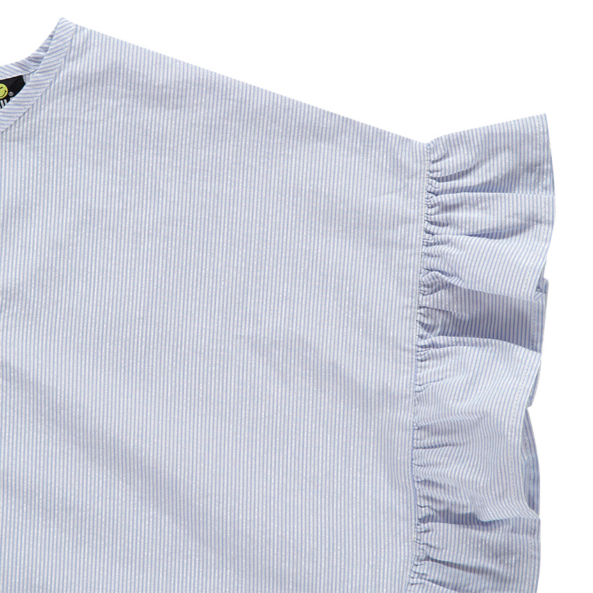 Top effet poncho légèrement brillant à fines rayures et SmileyWorld brodé 