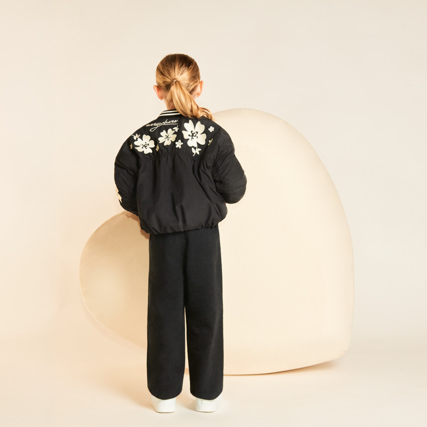 Jean droit et large uni pour fille 