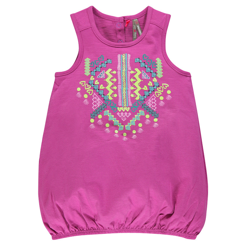 Robe boule sans manches avec print fantaisie esprit ikat 