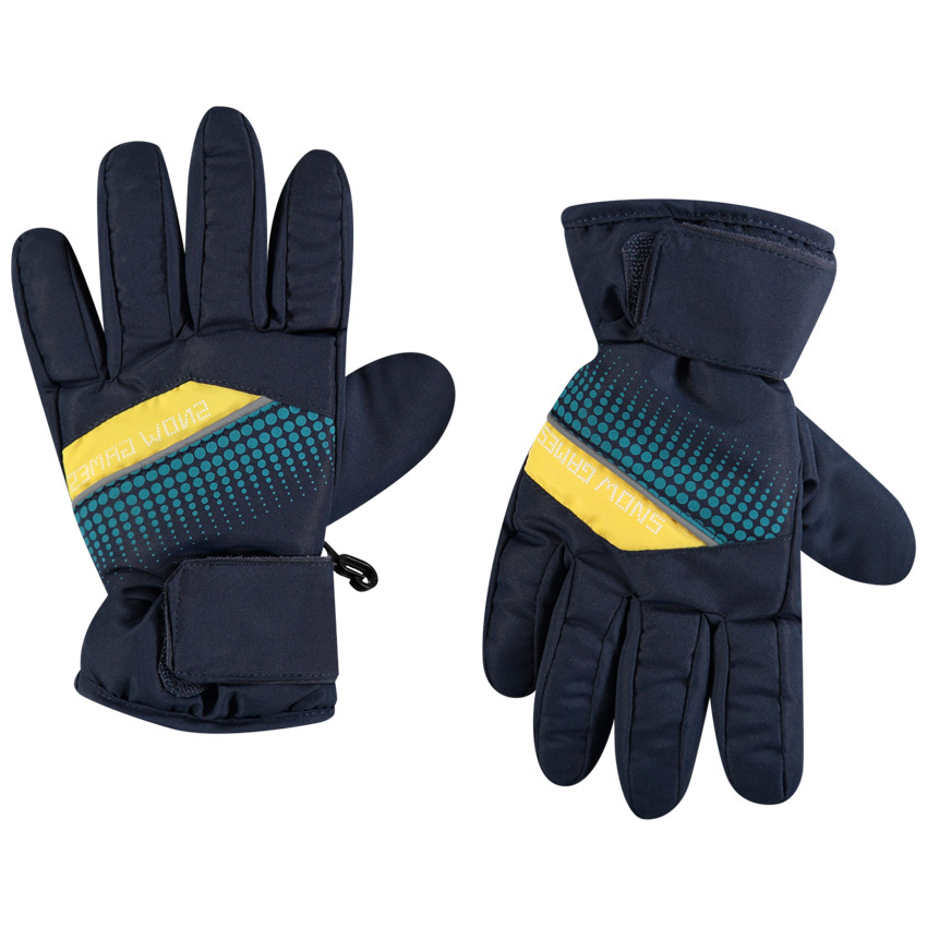 gants de ski imperméables à motifs graphiques - bleu foncé