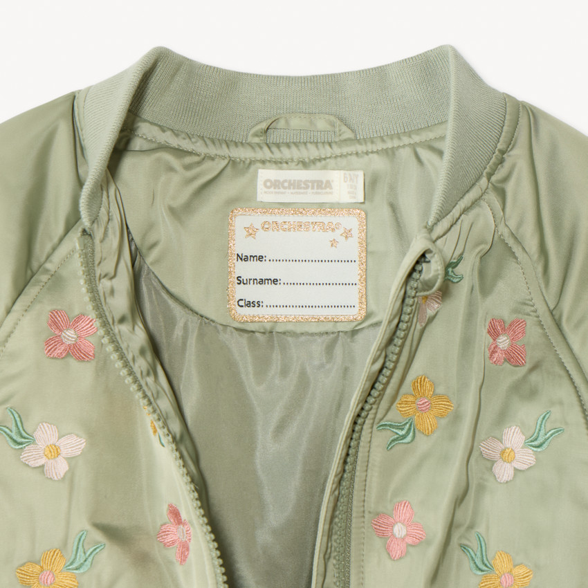 Bomber en toile satinée avec détails brodés pour fille  