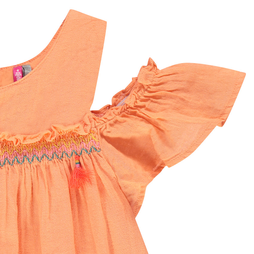 Robe en crêpe de coton à épaules ajourées 