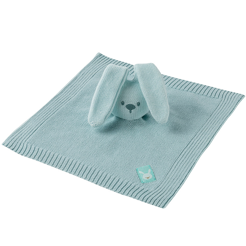 Doudou en tricot lapin 26cm - Menthe 