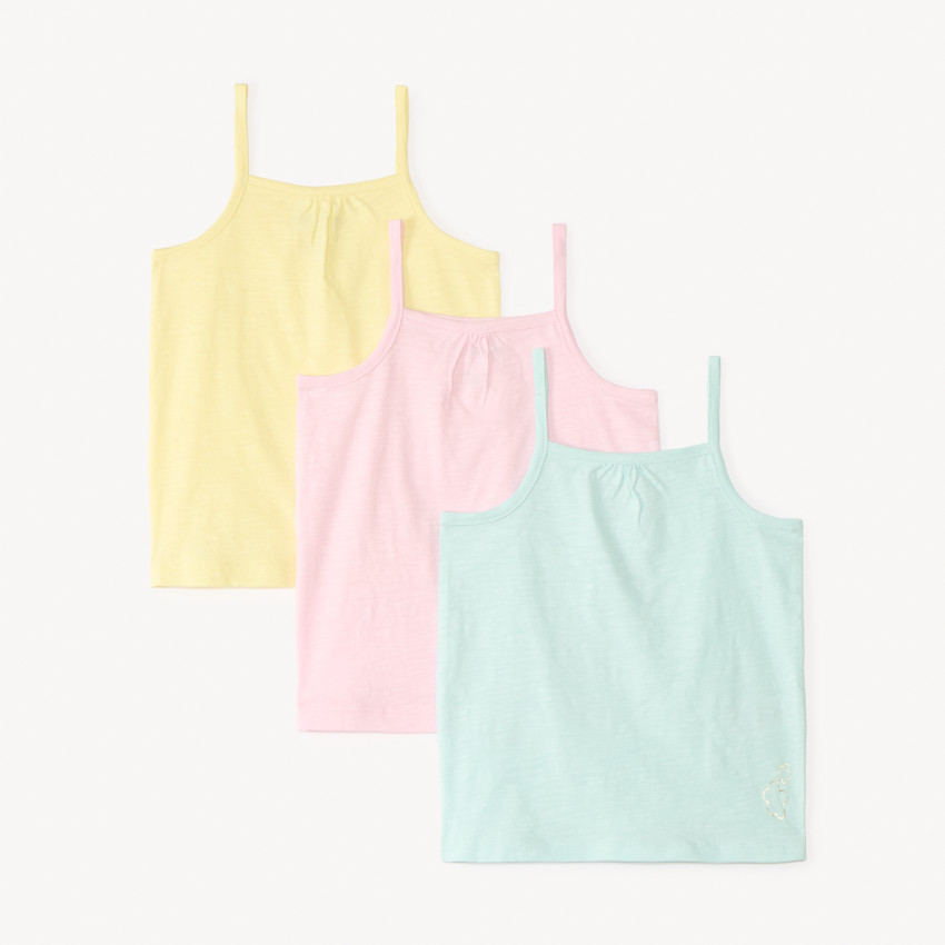 Lot de 3 débardeurs unis à bretelles fines pour bébé fille