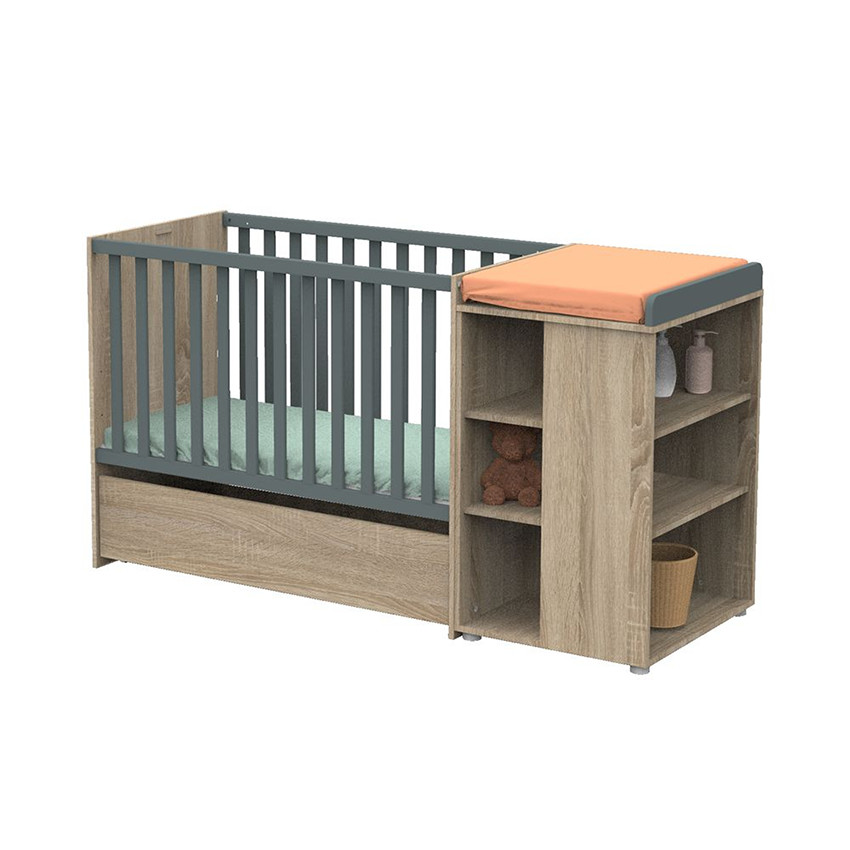 Lit combiné évolutif Nova 60 x 120 cm - Gris Volcan  