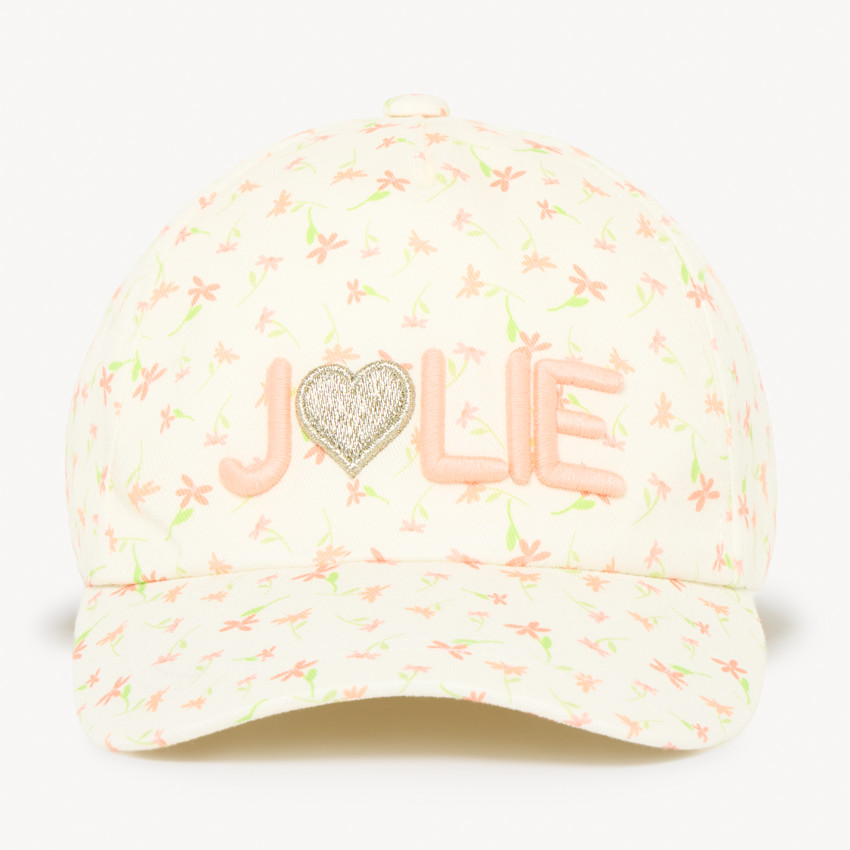 Casquette en twill imprimé fleurs et broderie "Jolie" pour bébé fille 