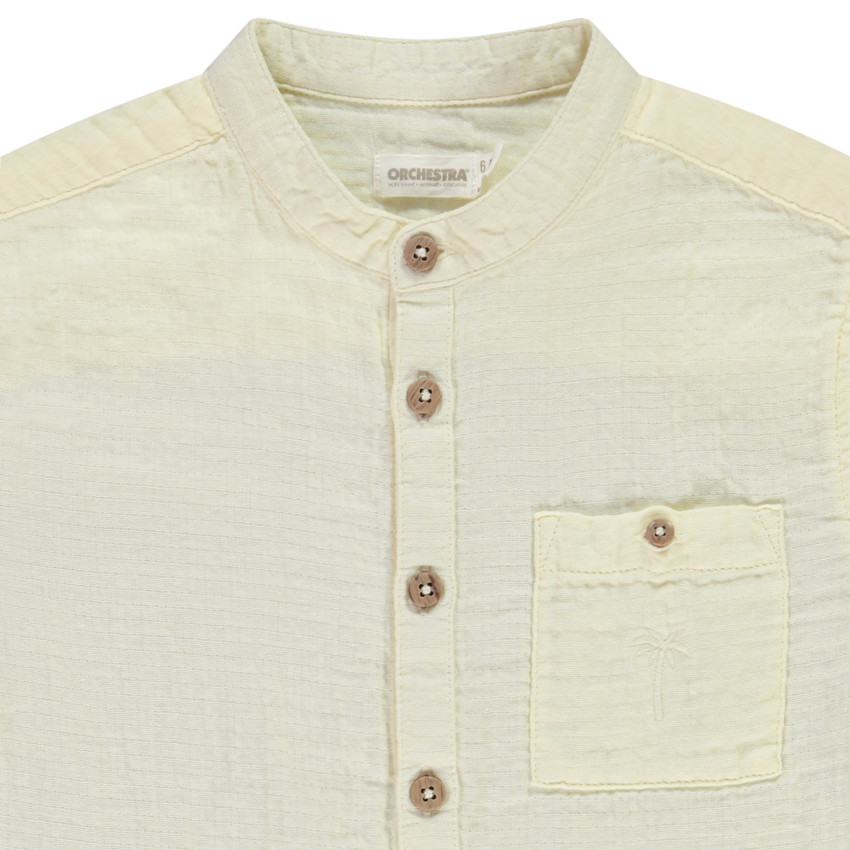 Chemise manches courtes unie en tetra pour garçon 