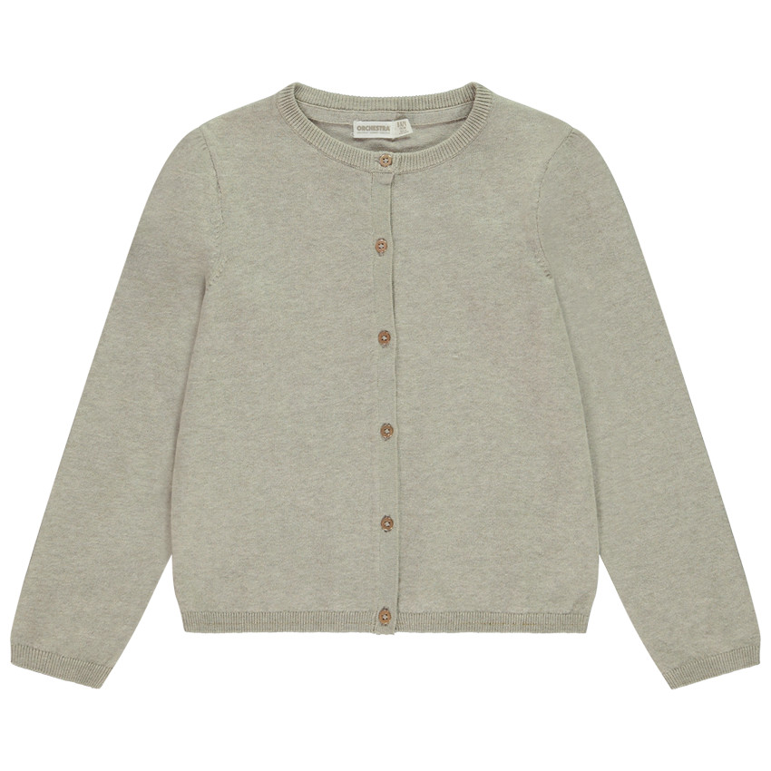 Gilet en tricot uni avec boutons pailletés pour fille