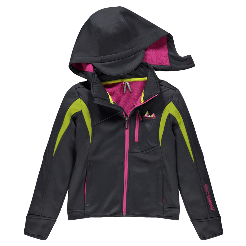 Junior - Veste de ski (softshell) doublée micropolaire à capuche amovible  