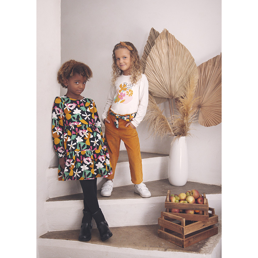 T-shirt manches longues en coton print fleurs 