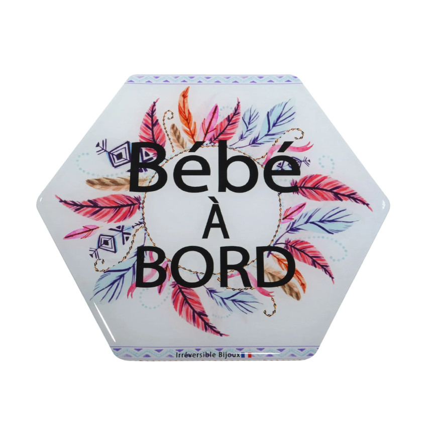 Adhésif bébé à bord - Plumes roses 