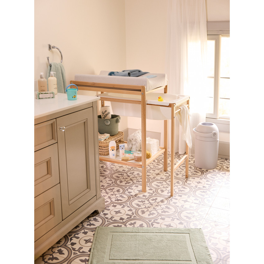 Table à langer coulissante 2 en 1 Tiny avec baignoire intégrée - Beige (Prémaman) - Image 4