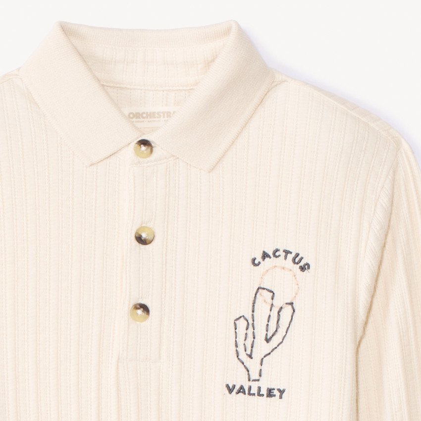 Polo manches longues avec cactus brodé pour garçon 