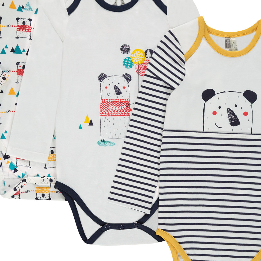 Lot de 5 bodies manches longues avec imprimés thème ours 