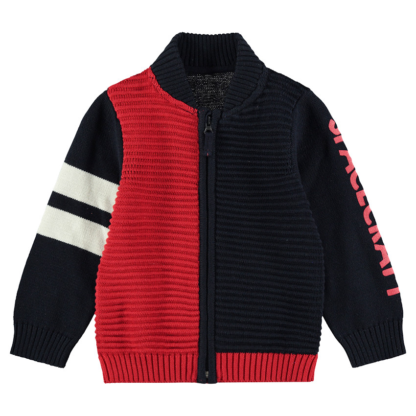 Gilet en tricot ottoman avec texte printé sur la manche  