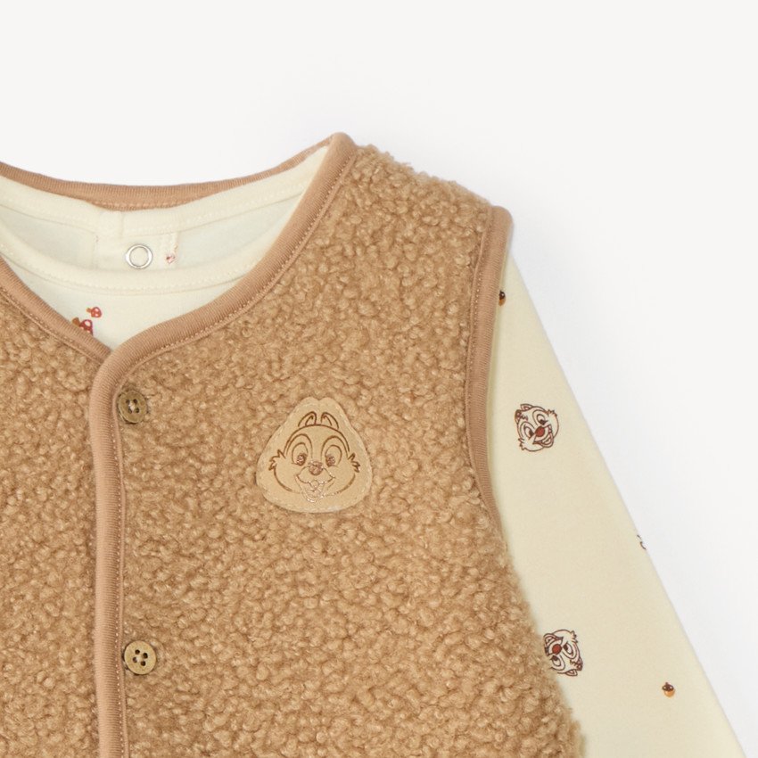 Ensemble 3 pièces avec gilet sans manches motifs Tic et Tac Disney 