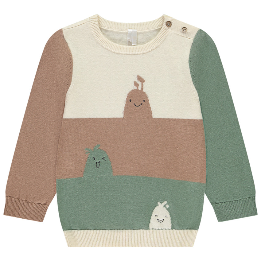 Pull en tricot jacquard tricolore pour bébé garçon
