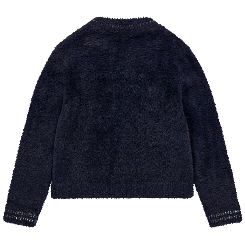 Gilet manches longues en tricot effet mohair et style Bomber pour fille  