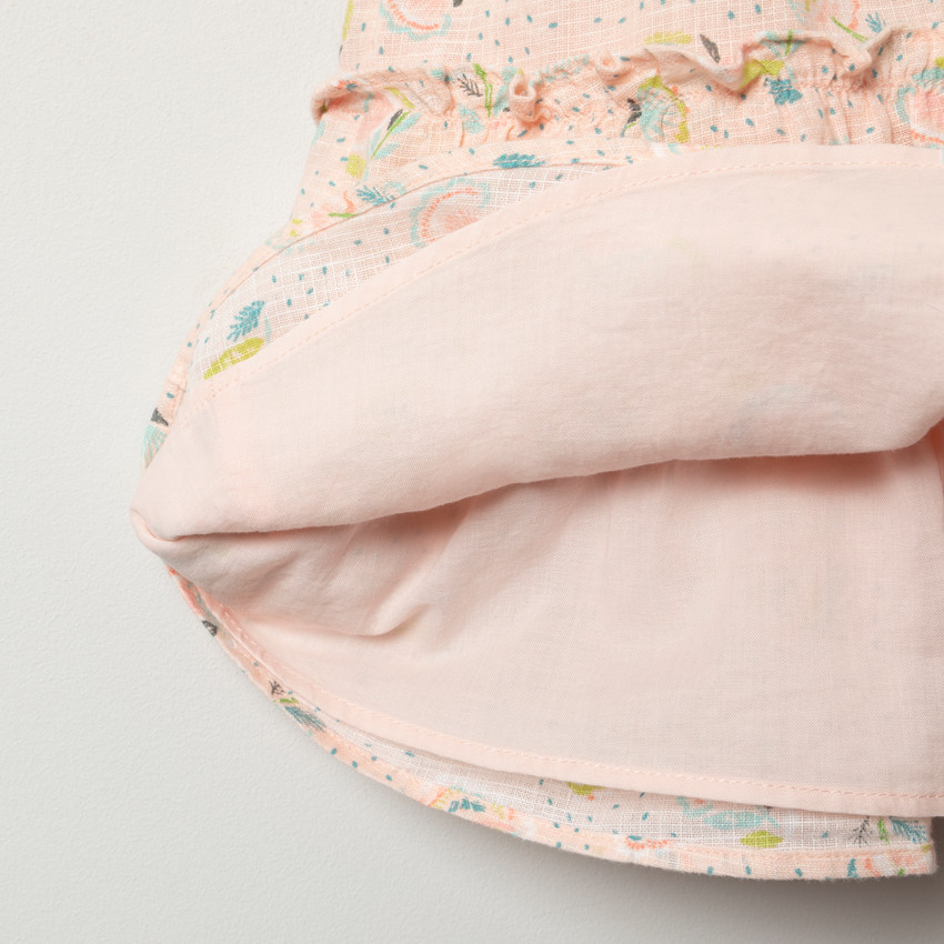 Robe à bretelles imprimée en coton et lin pour enfant fille 