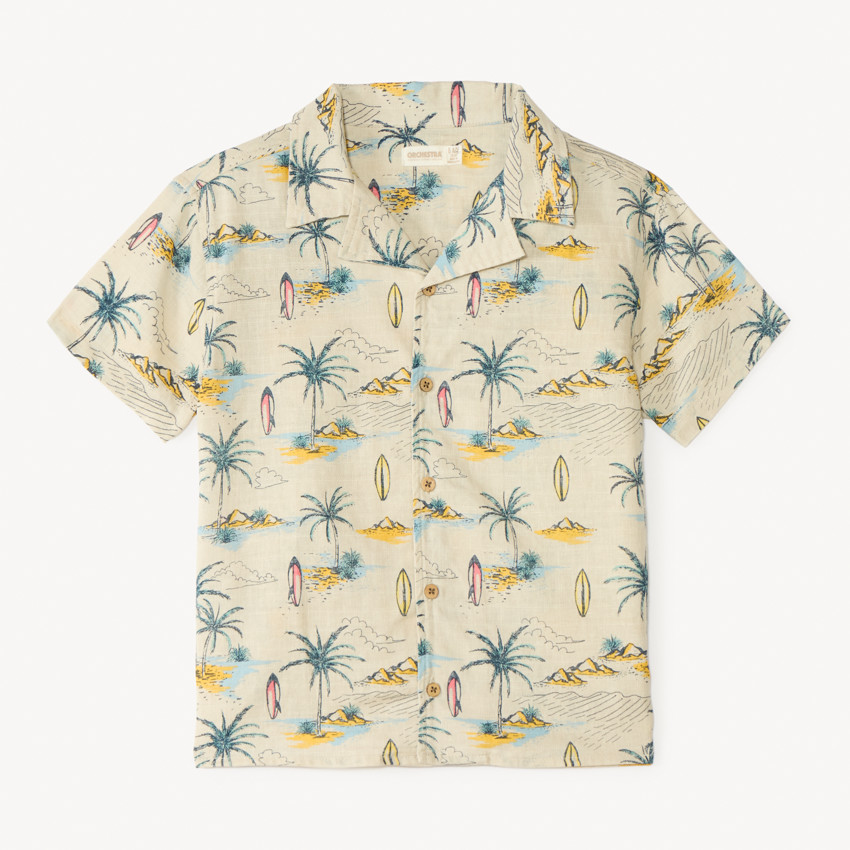 Chemise manches courtes imprimée tropicale pour garçon 