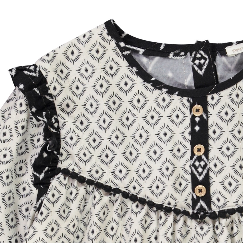 Tunique manches longues imprimé ikat pour fille 