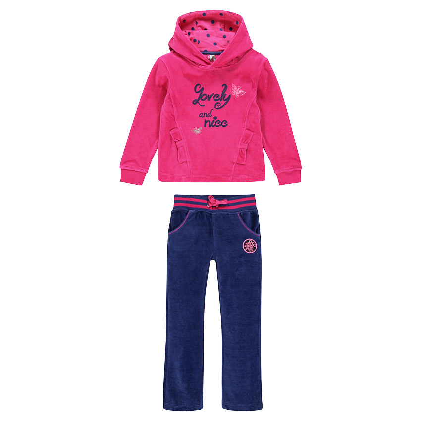 Ensemble de jogging en velours fushia et bleu marine 