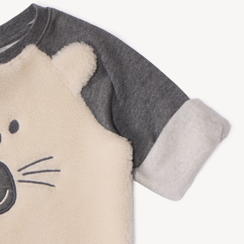 Sweat ludique bi-matière pour bébé garçon 