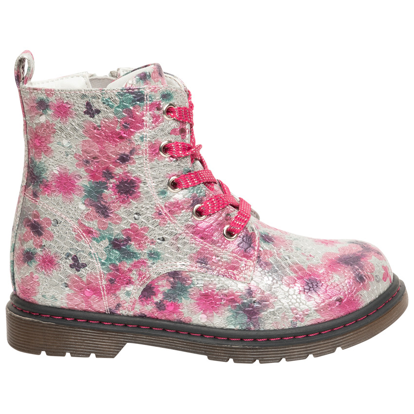 Bottillons effet écailles et imprimé floral pour enfant fille