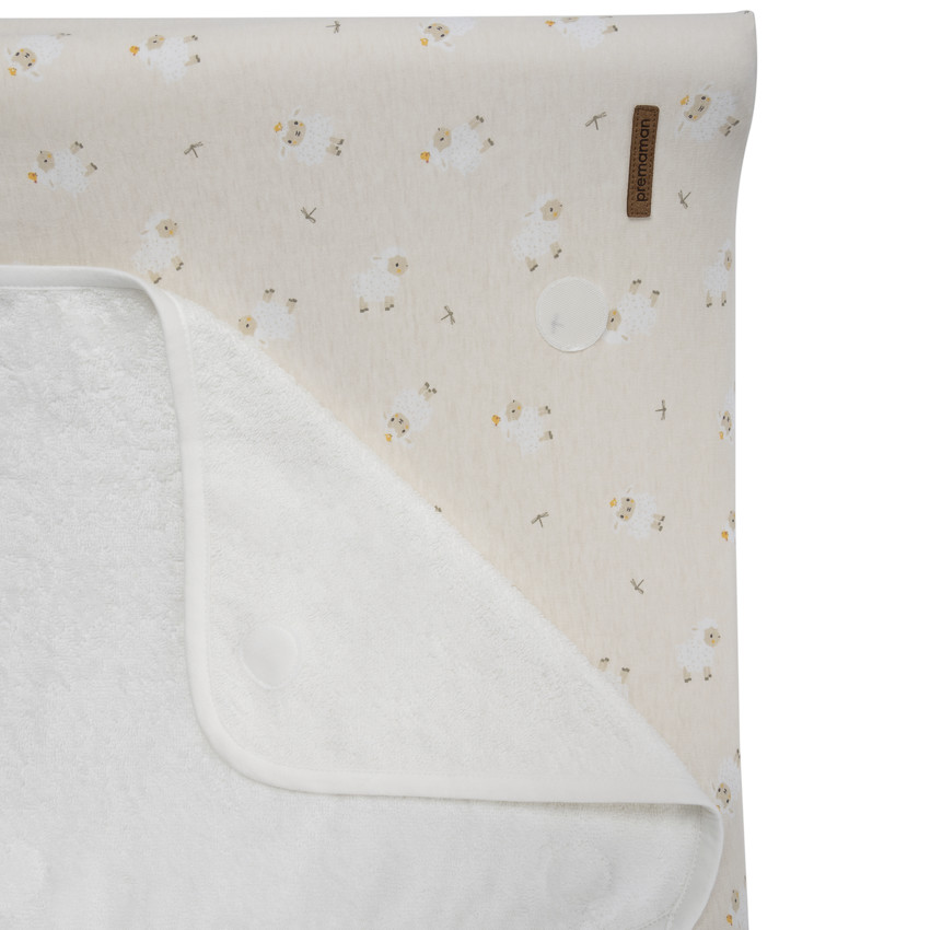 Housse de matelas à langer imprimé moutons La Vie à la Ferme beige 