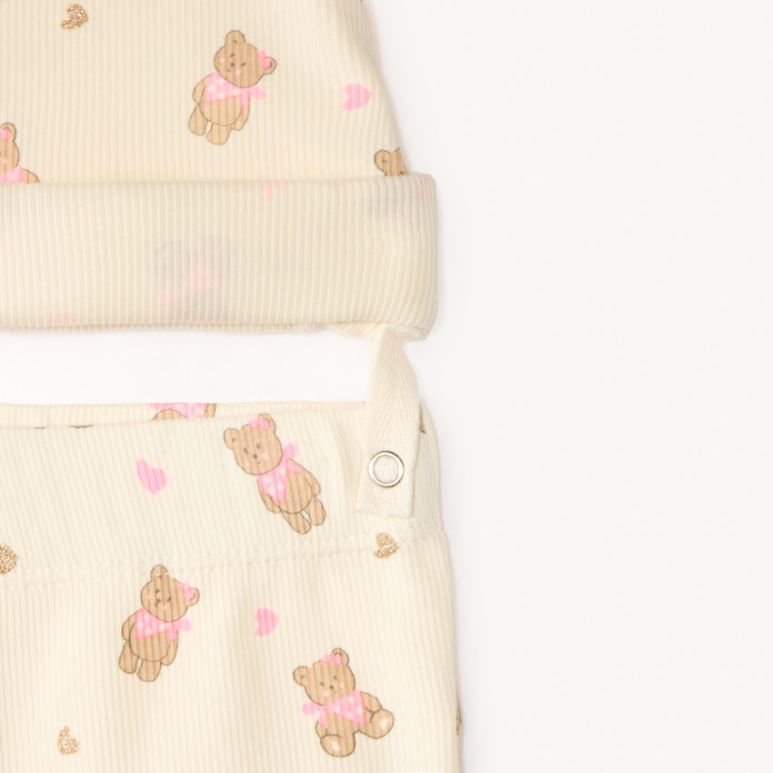 Set de pyjama court 2 pièces t-shirt + short motifs oursons pour bébé fille (finitions différentes selon l'âge) 