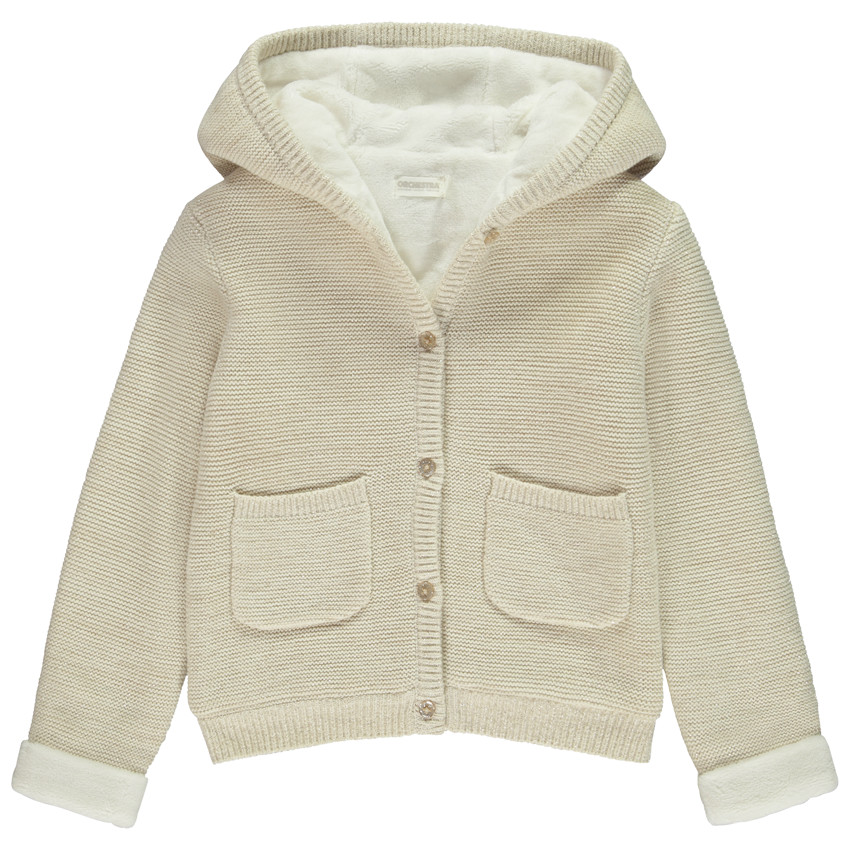 Gilet a capuche en tricot scintillant double sherpa pour fille Orchestra