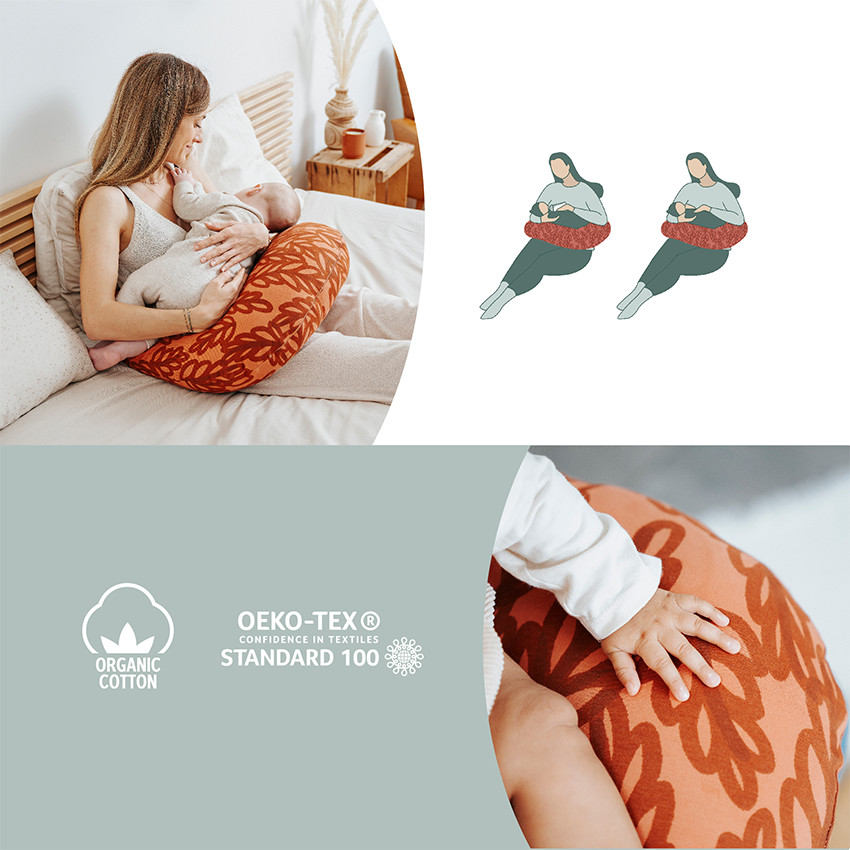 Coussin d'allaitement B.Love - Terracotta/Végétal 