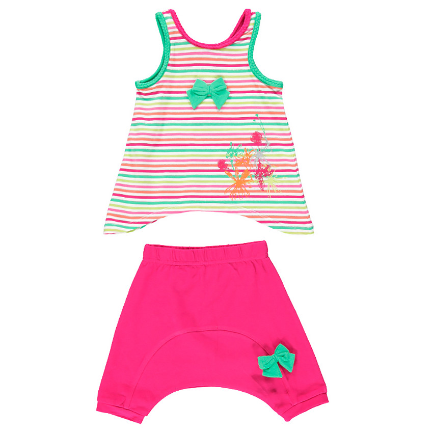 Ensemble débardeur rayé/sarouel à noeuds 