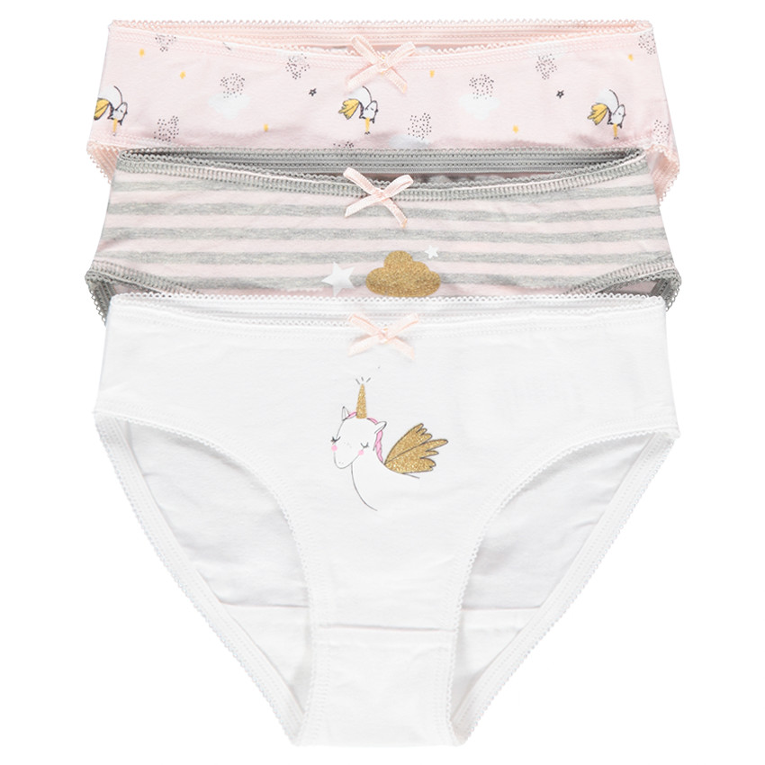 Lot de 3 culottes en coton avec licornes printées 
