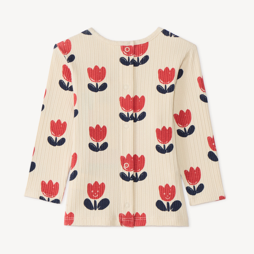 Ensemble de pyjama jersey côtelé bébé fille imprimé tulipes (Finitions différentes selon l'âge) 