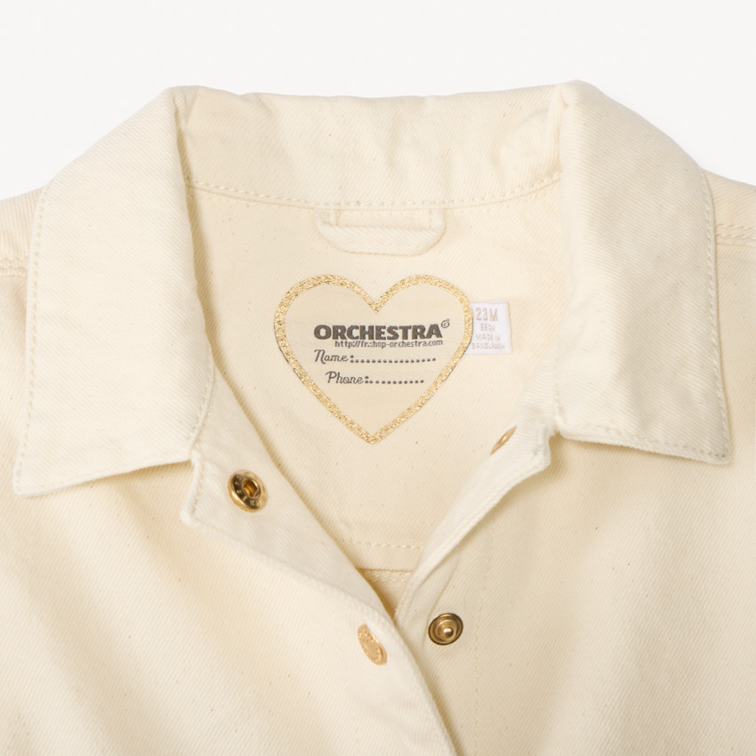 Veste en denim uni avec broderie cœurs pour bébé fille 