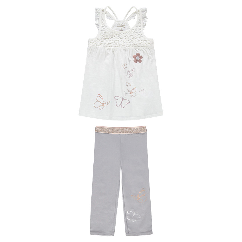 Ensemble avec débardeur print papillons et legging court 
