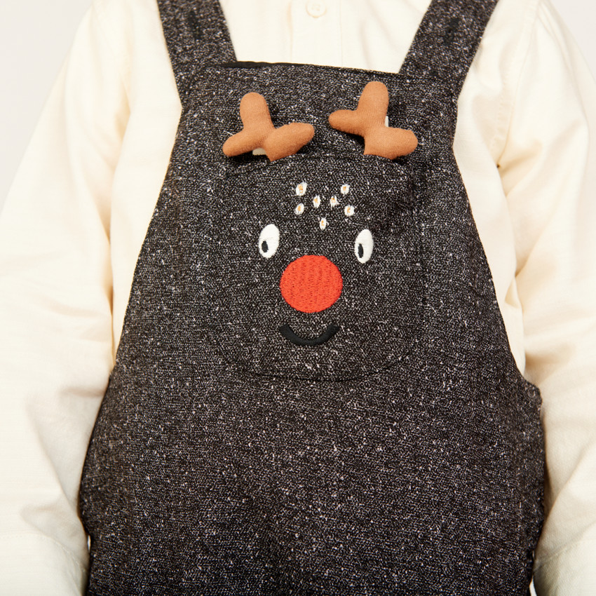 Ensemble long 2 pièces avec salopette de Noël pour bébé garçon 