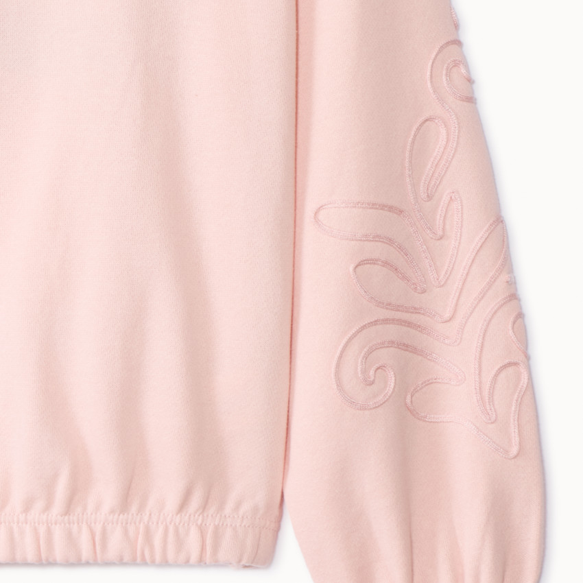 Sweat molleton uni avec cording aux manches pour fille 