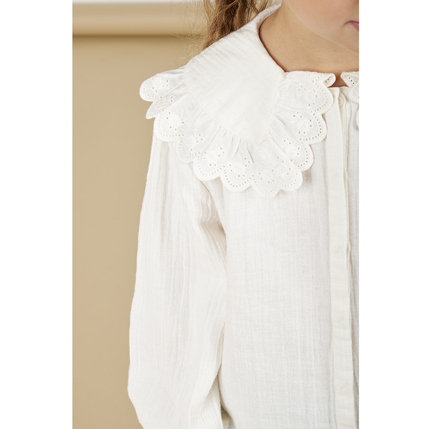 Chemise manches longues en double gaze de coton pour fille 