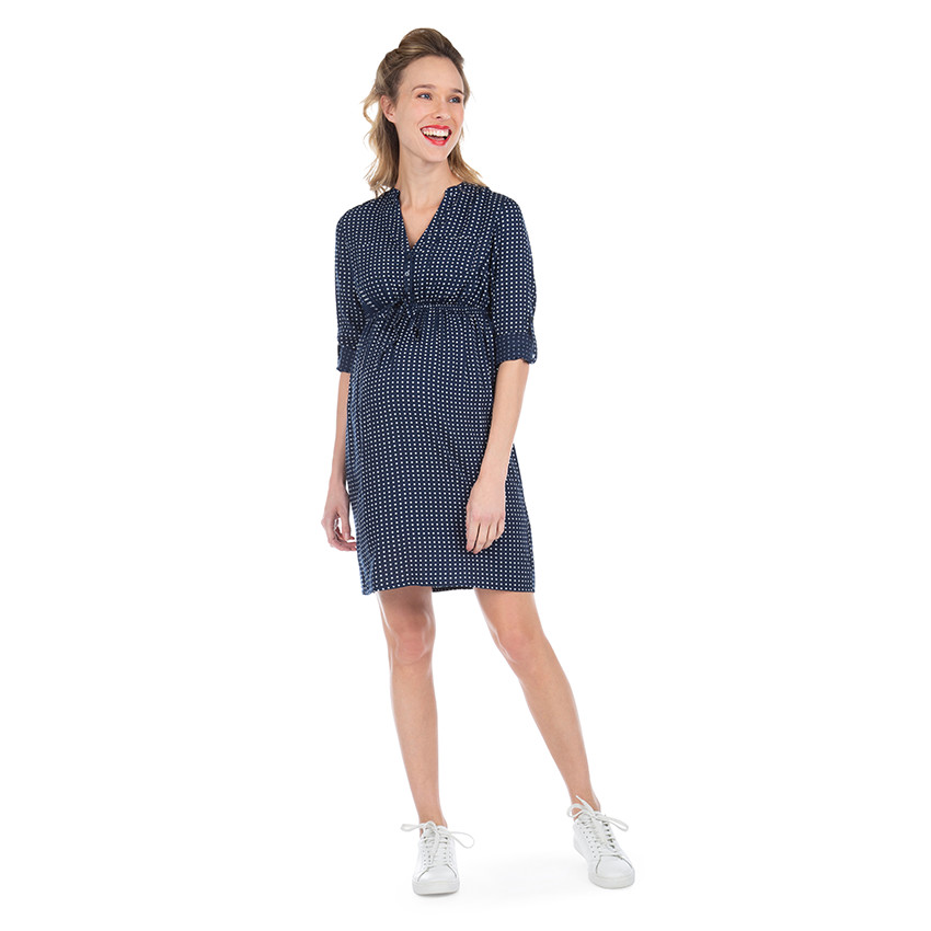 Robe de grossesse à pois all-over à manches rétractables 