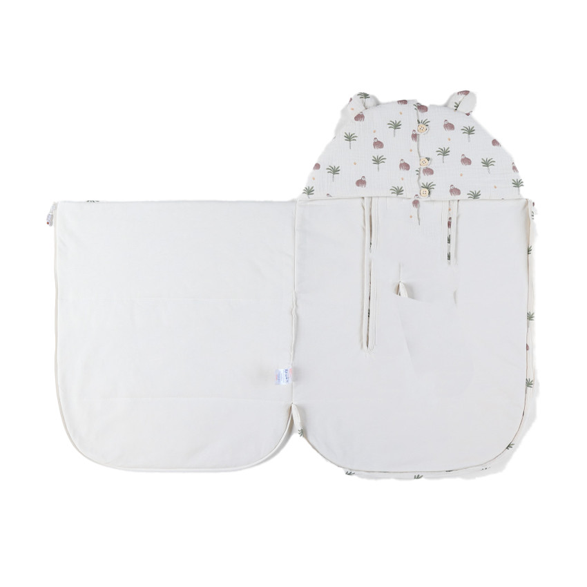 Nid d'ange en mousseline imprimé Cute Gorilla blanc 