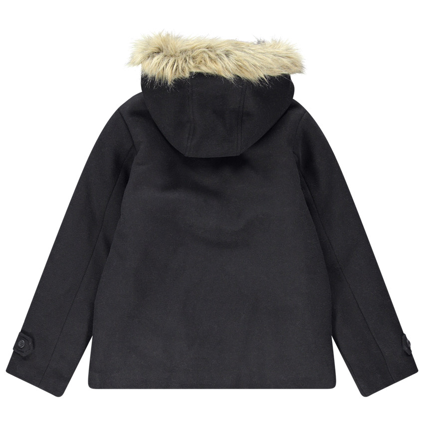 Manteau à capuche en drap de laine pour enfant fille 