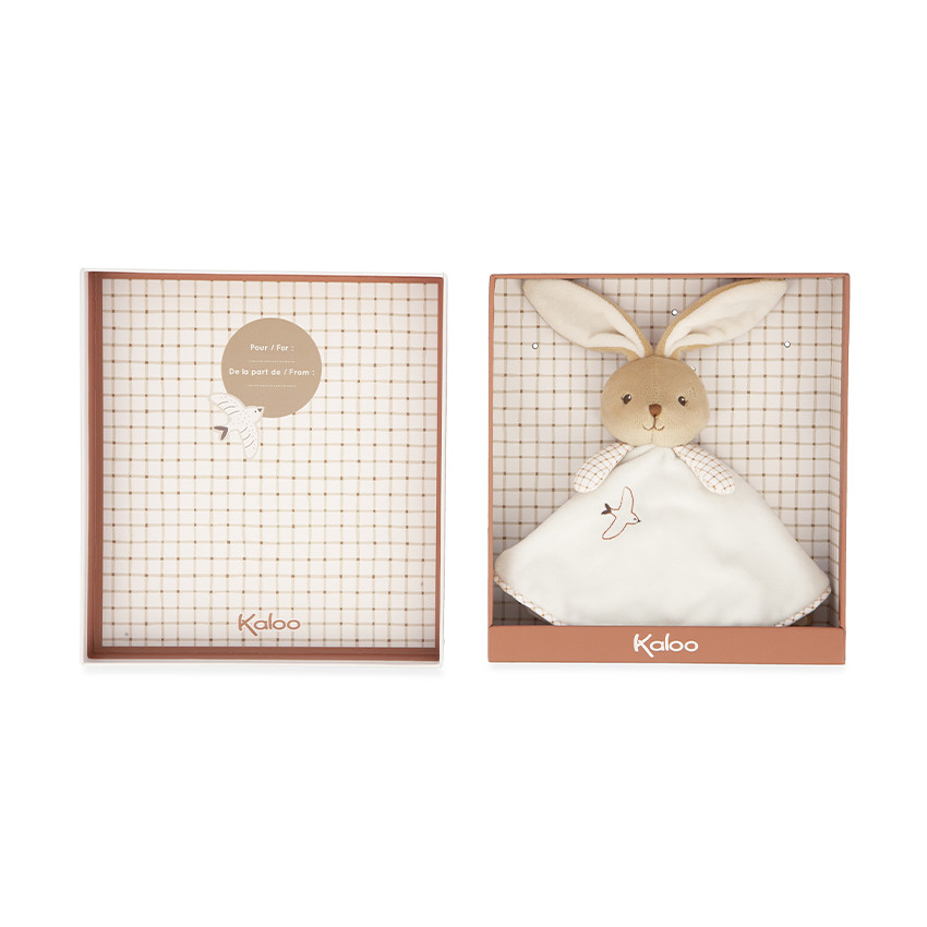 Doudou plat rond lapin crème 